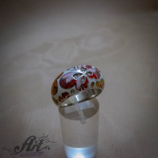 Сребърен пръстен с емайл " Пепепруди" R-1018